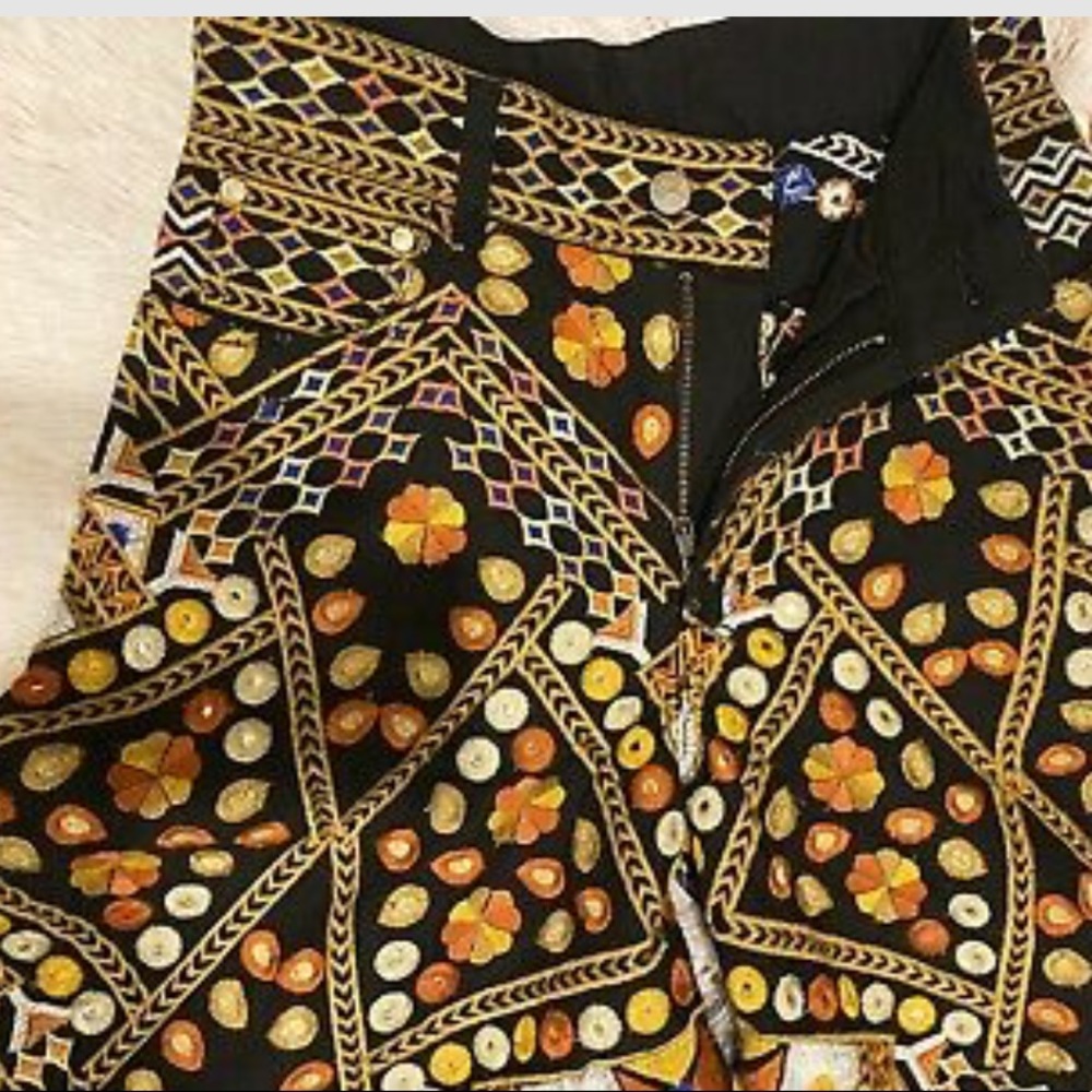 FARM Rio Black & Mustard Mosaic Wide-Leg Trousers - Picture 2 of 4